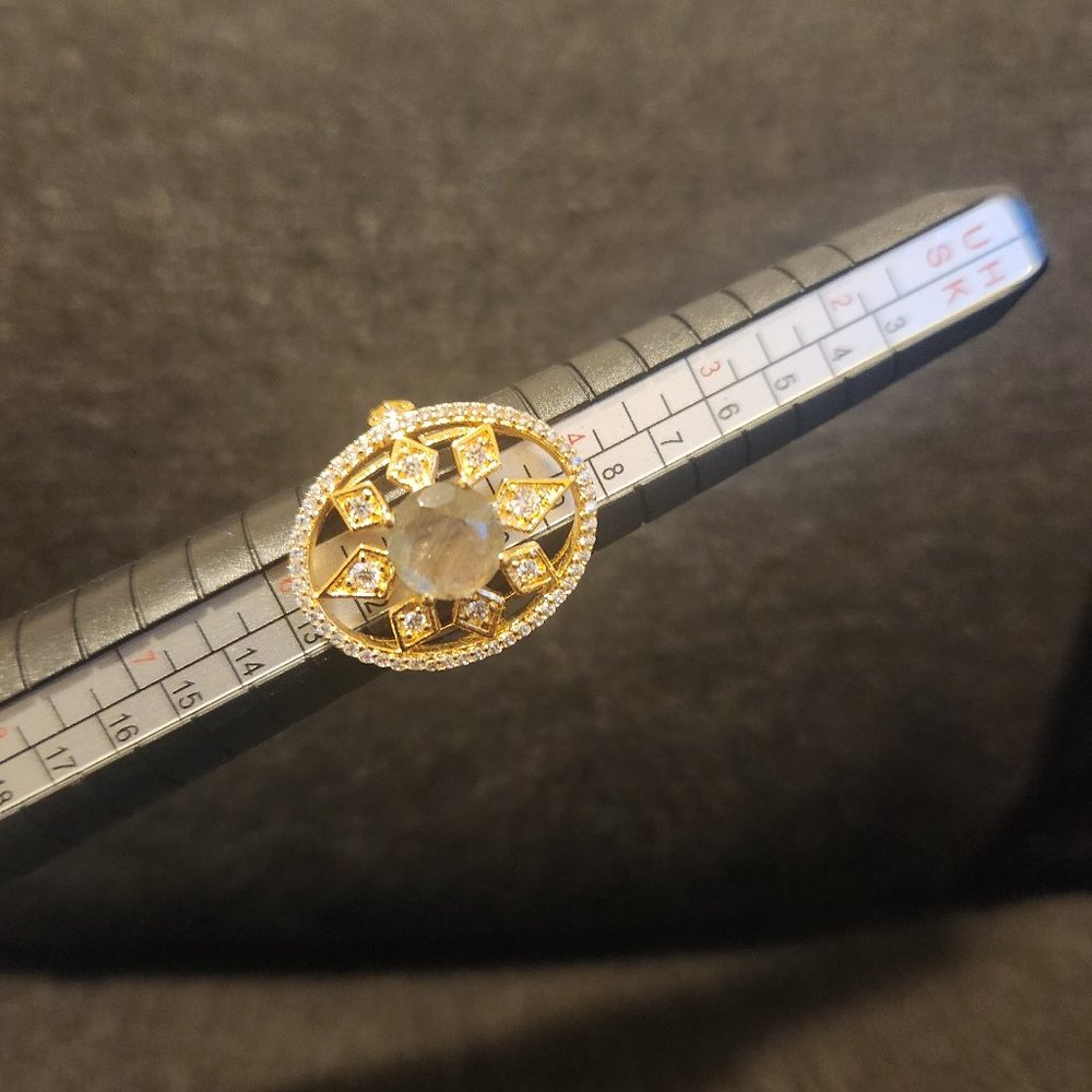 Hespera Gold/Aquamarine Shield Ring